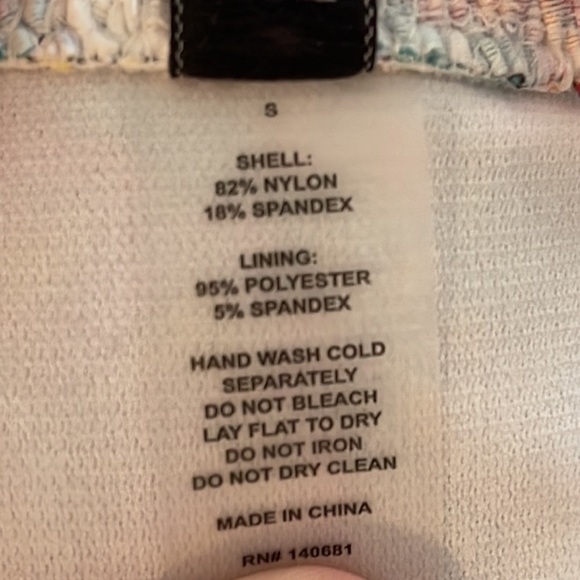 Unique Vintage Turquoise & Pink Floral Print Cape May Swim Bottom - Picture 6 of 10